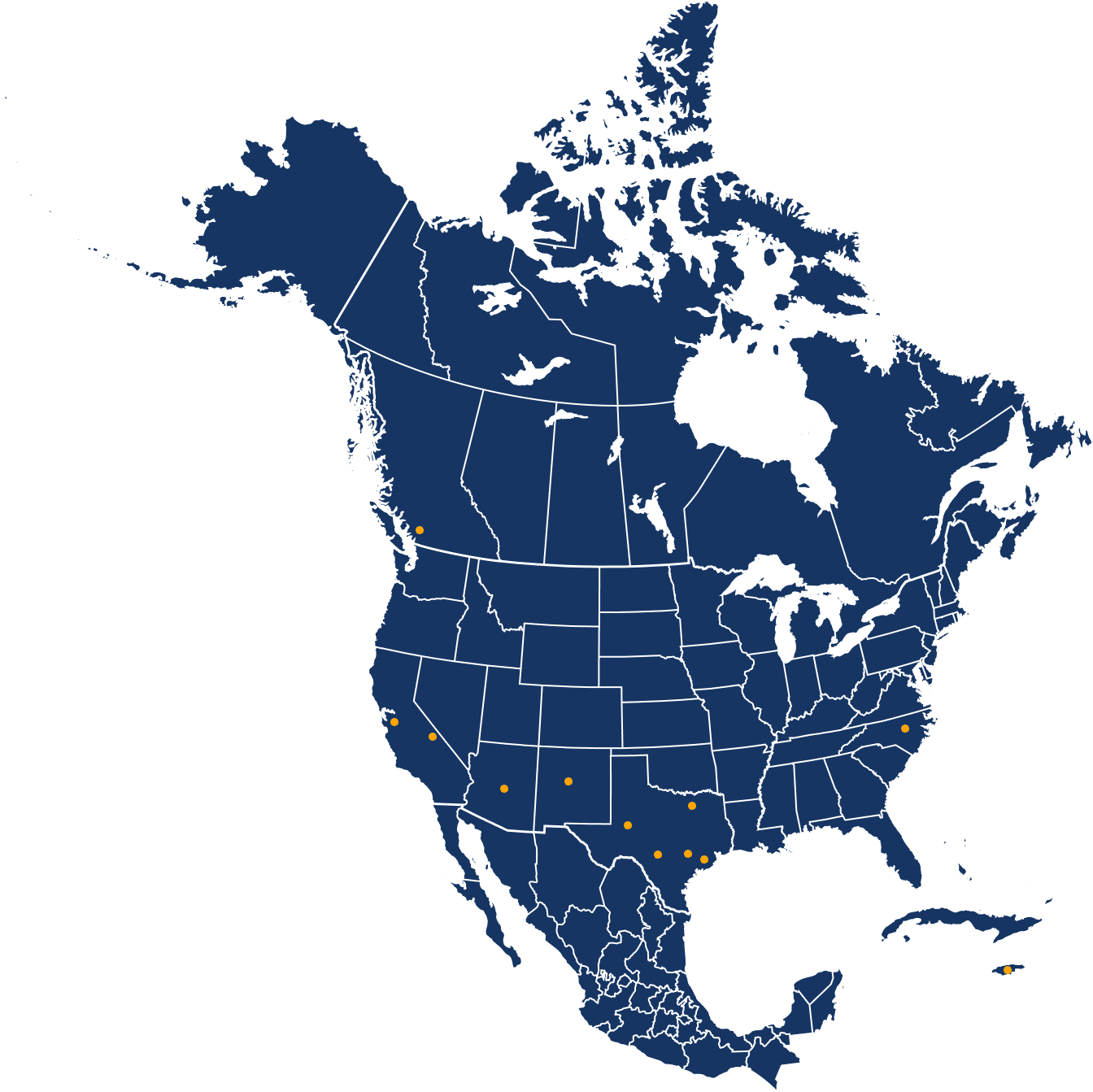 PWRPAC operating locations across North America